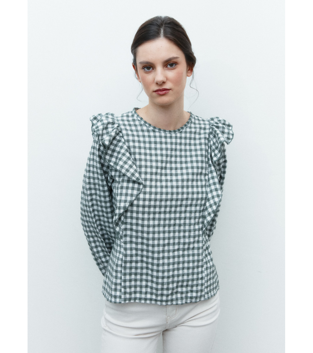 BLUSA CUADRO VICHY VOLANTES