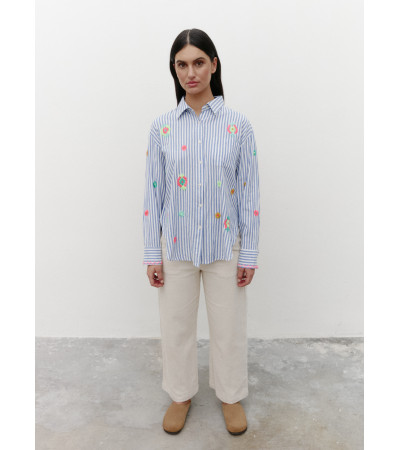 CAMISA RAYAS FLORES BORDADAS