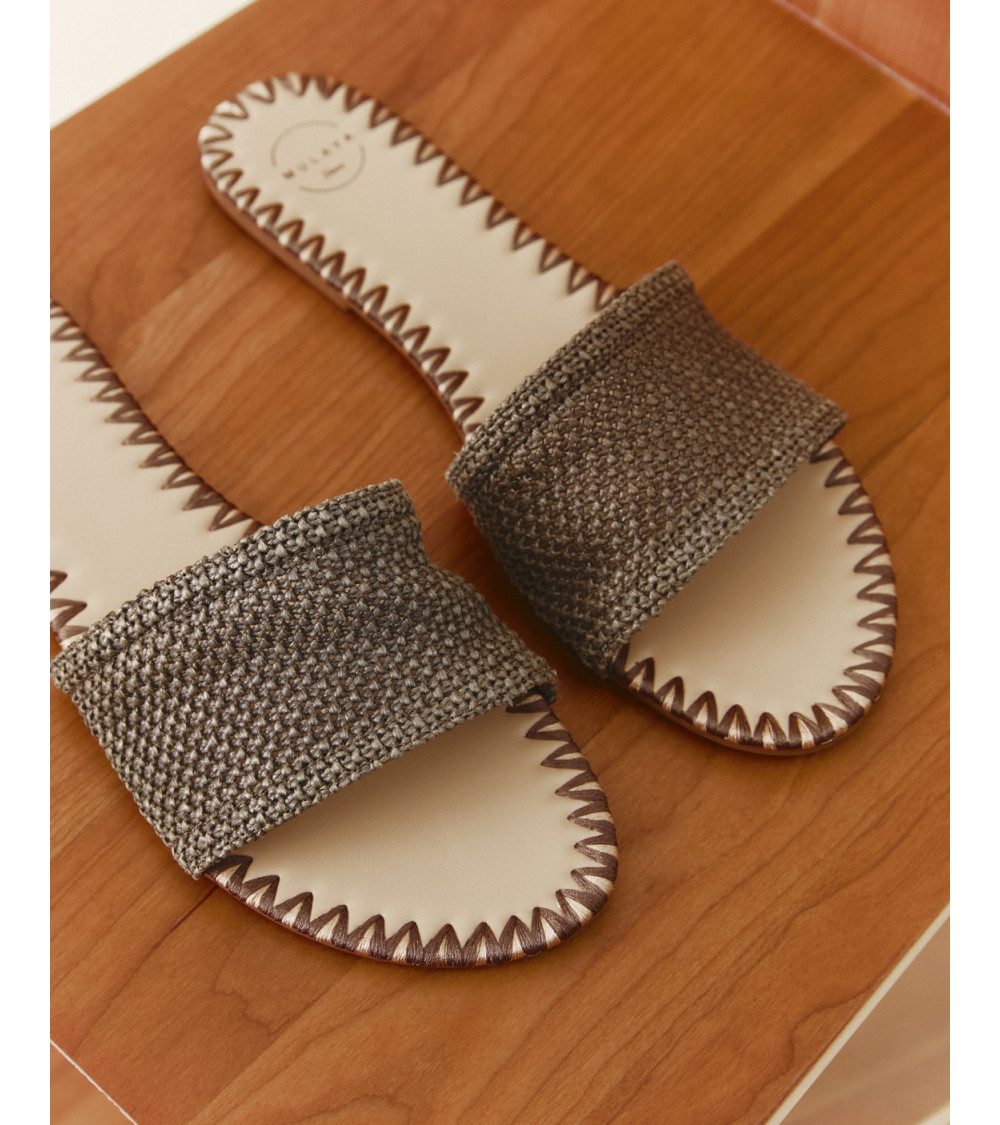 SANDALIAS PLANA EFECTO RAFIA