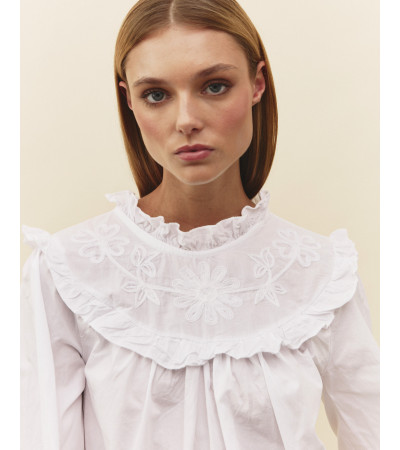 BLUSA ALGODÓN BORDADO FLORES