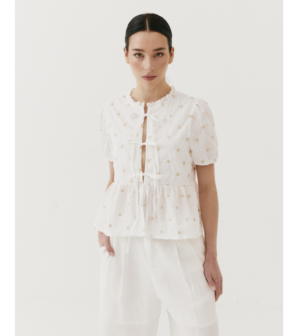 BLUSA LAZADA HILOS DORADOS