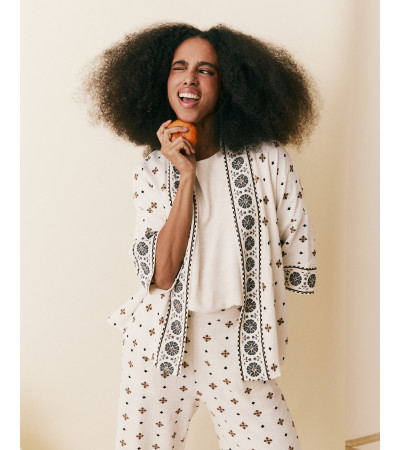 KIMONO ESTAMPADO CON LINO