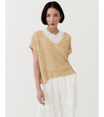 CHALECO HOLGADO CROCHET HILO METALIZADO | MULAYA