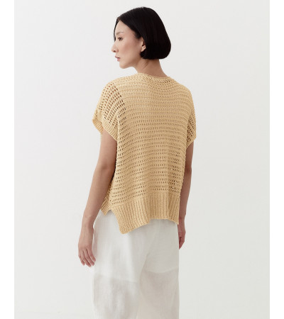 CHALECO HOLGADO CROCHET HILO METALIZADO | MULAYA