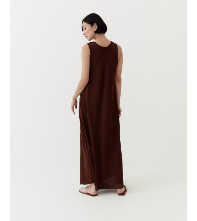 VESTIDO LARGO MANGA SISA LISO CON BOLSILLOS | MULAYA