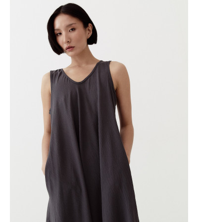 VESTIDO LARGO MANGA SISA LISO CON BOLSILLOS | MULAYA