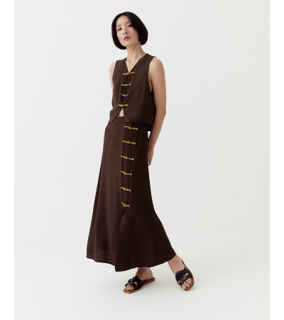 FALDA LARGA BOTONES DE NUDOS DORADOS | MULAYA