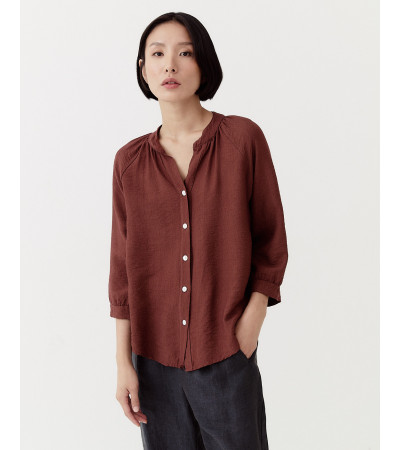 CAMISA DE CUELLO MAO Y MANGA TRES CUARTOS | MULAYA