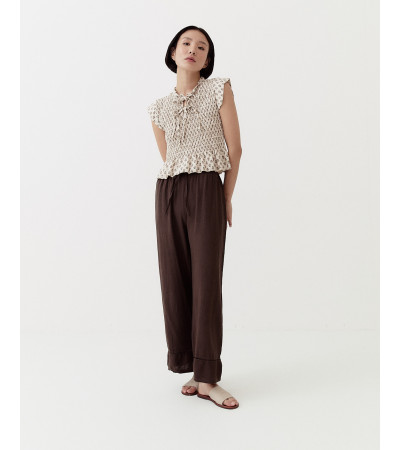PANTALÓN ANCHO CON CINTURA ELÁSTICA Y CORDÓN | MULAYA