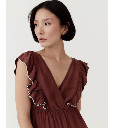 VESTIDO LARGO MANGA SISA CON VOLANTES | MULAYA