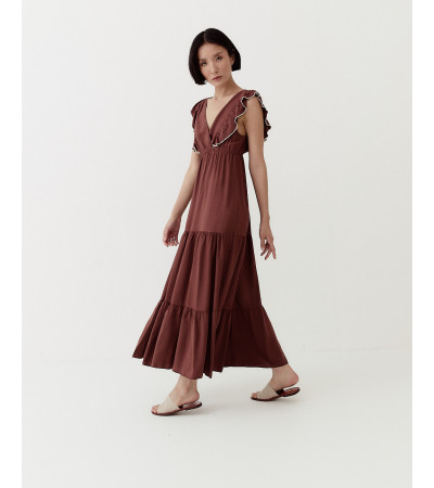 VESTIDO LARGO MANGA SISA CON VOLANTES | MULAYA