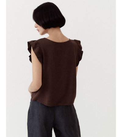 BLUSA MANGA SISA CON VOLANTES Y CUELLO REDONDO | MULAYA
