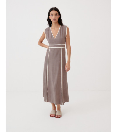 VESTIDO LARGO CUELLO EN V | MULAYA