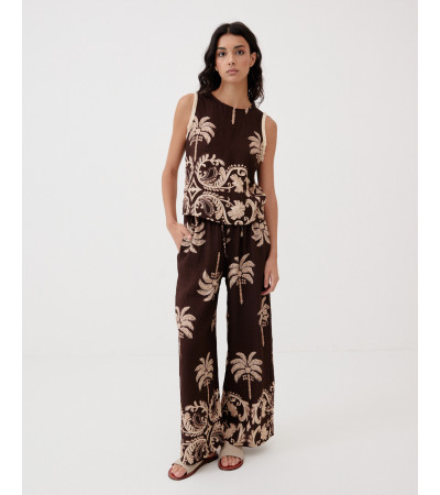 PANTALÓN PALAZZO ESTAMPADO PALMERAS