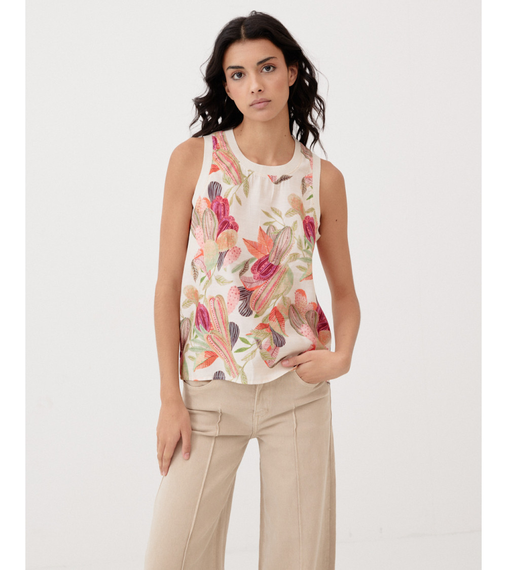 TOP CUELLO REDONDO ESTAMPADO | MULAYA