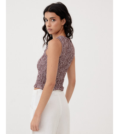 CROP TOP FRUNCIDO CUADROS | MULAYA