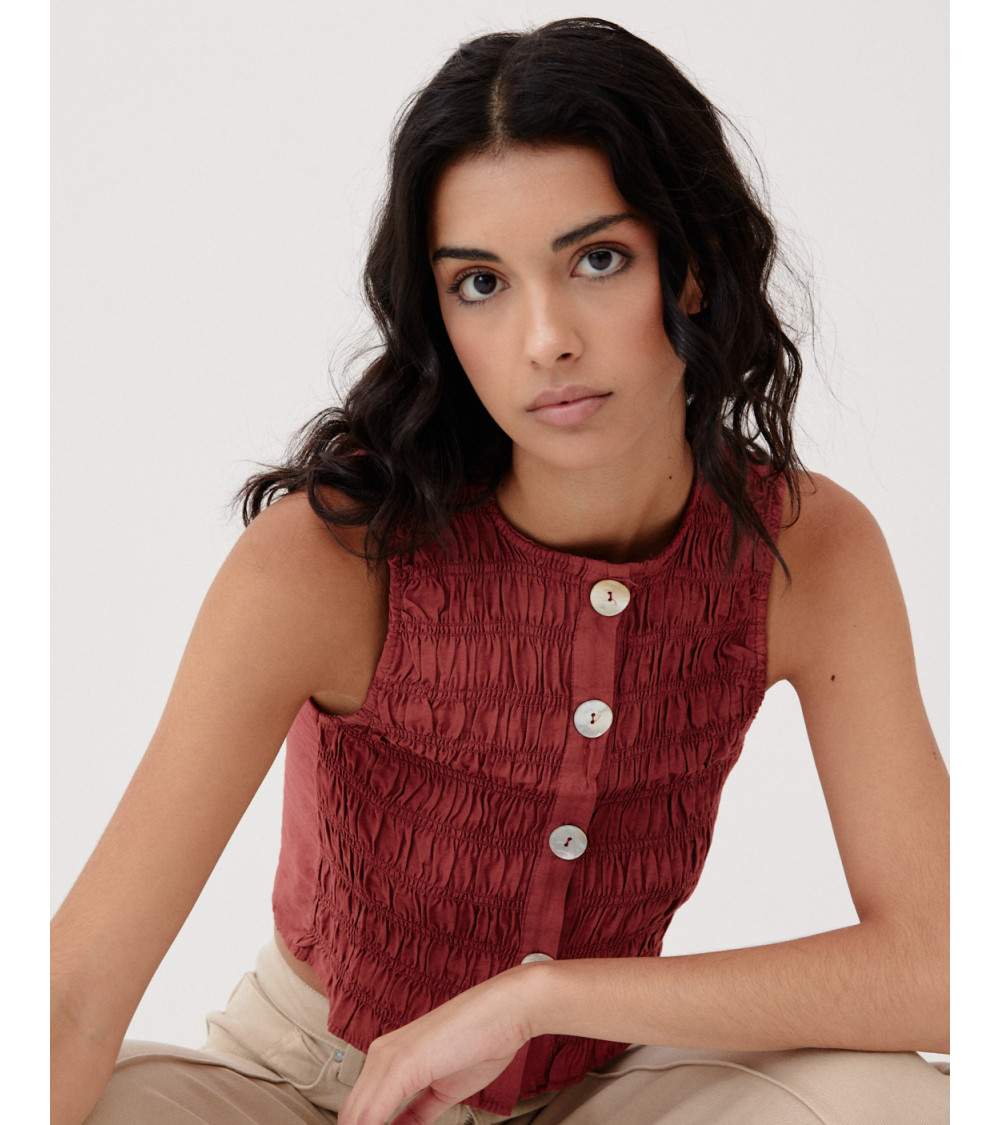 CROP TOP PLISADO BOTONES |MULAYA