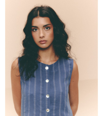 CROP TOP BOTONES RAYADO | MULAYA