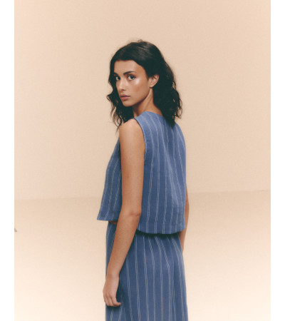 CROP TOP BOTONES RAYADO | MULAYA