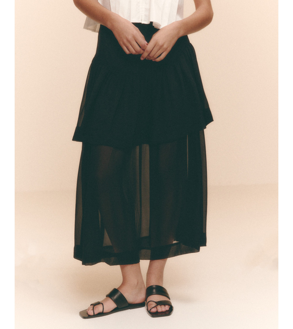 AMME, FALDA, MIDI, SEMITRANSPARENTE, NUEVO, MODA