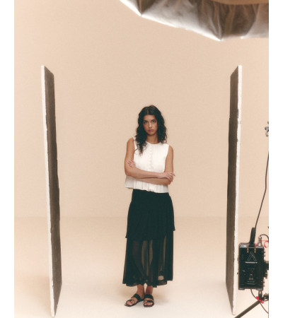 AMME, FALDA, MIDI, SEMITRANSPARENTE, NUEVO, MODA