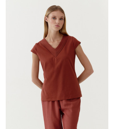 BLUSA CUELLO EN V PLISADO | MULAYA