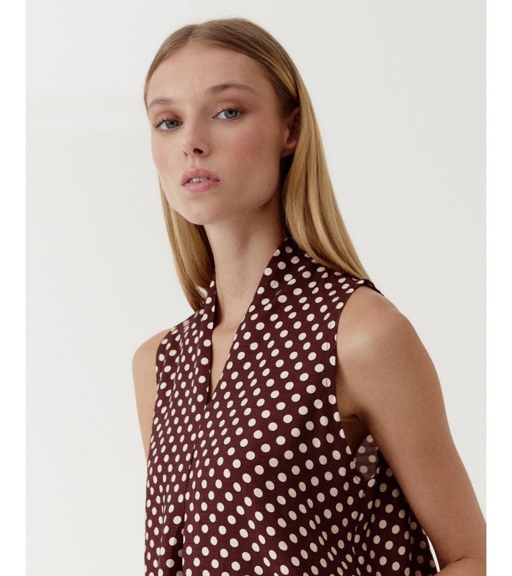 BLUSA CUELLO V ESTAMPADO LUNARES | MULAYA