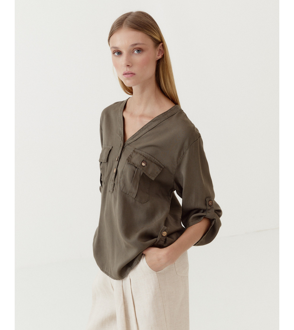 CAMISA CUELLO V CARTERAS | MULAYA