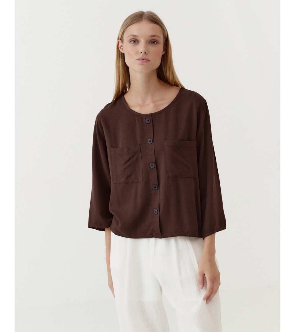 BLUSA CUELLO REDONDO BOTONES| MULAYA