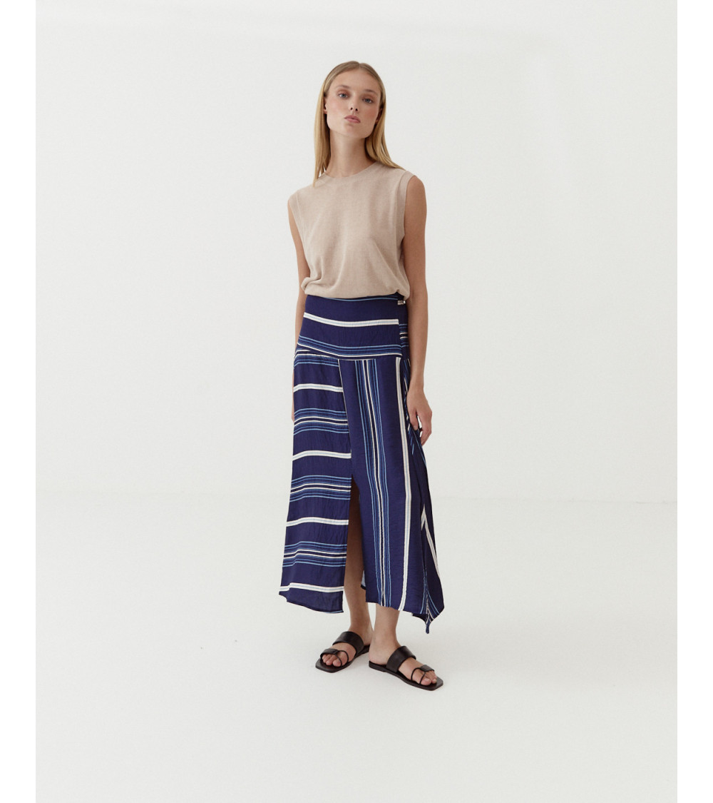 FALDA MIDI ESTAMPADO LINEAL | MULAYA