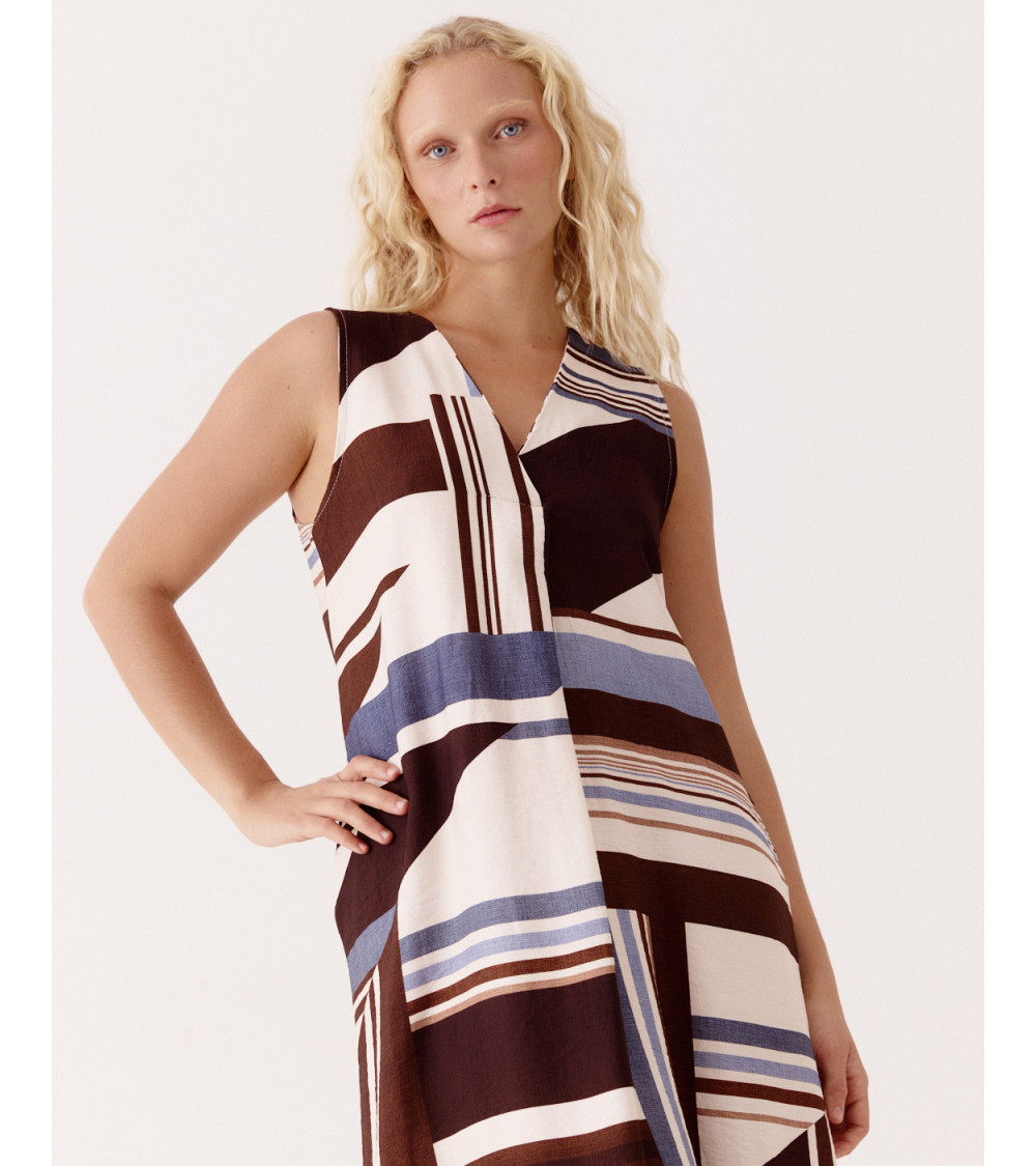VESTIDO MIDI ESTAMPADO GEOMÉTRICO | MULAYA