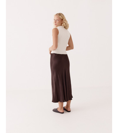 FALDA LARGA CINTURA ELASTICA SATINADA | MULAYA