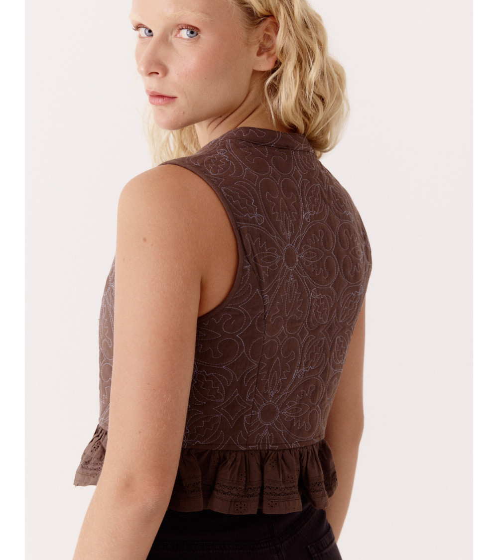 CHALECO BOTONES BORDADO MULAYA