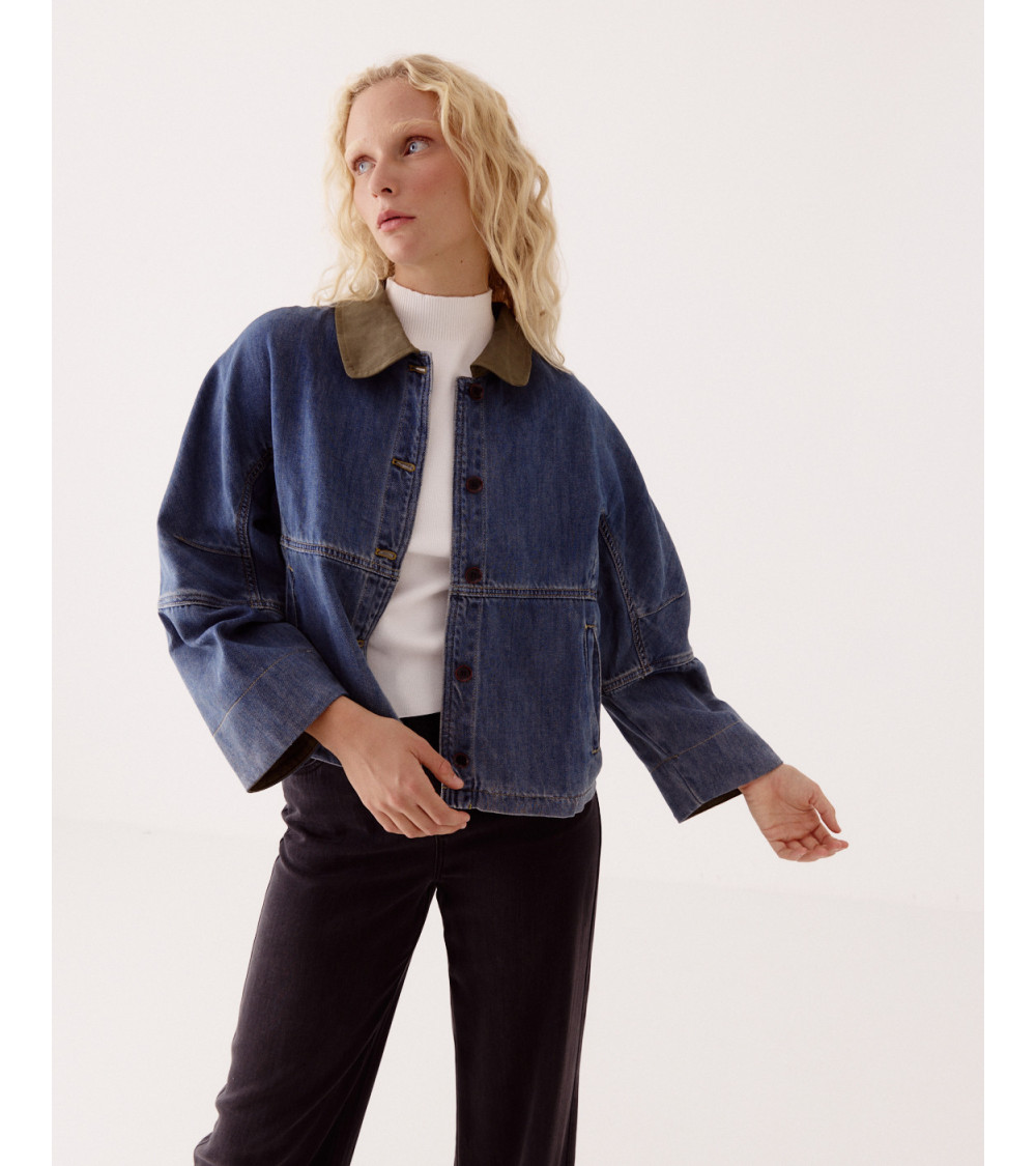 CHAQUETA DENIM CUELLO BOBO | MULAYA
