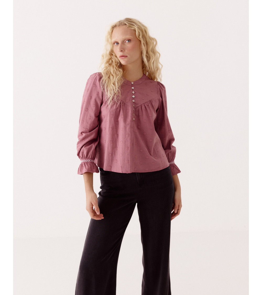 BLUSA DE ALGODÓN TEXTURA LUNARES | MULAYA
