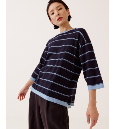 JERSEY OVERSIZE RAYAS CUELLO REDONDO MUJER | MULAYA