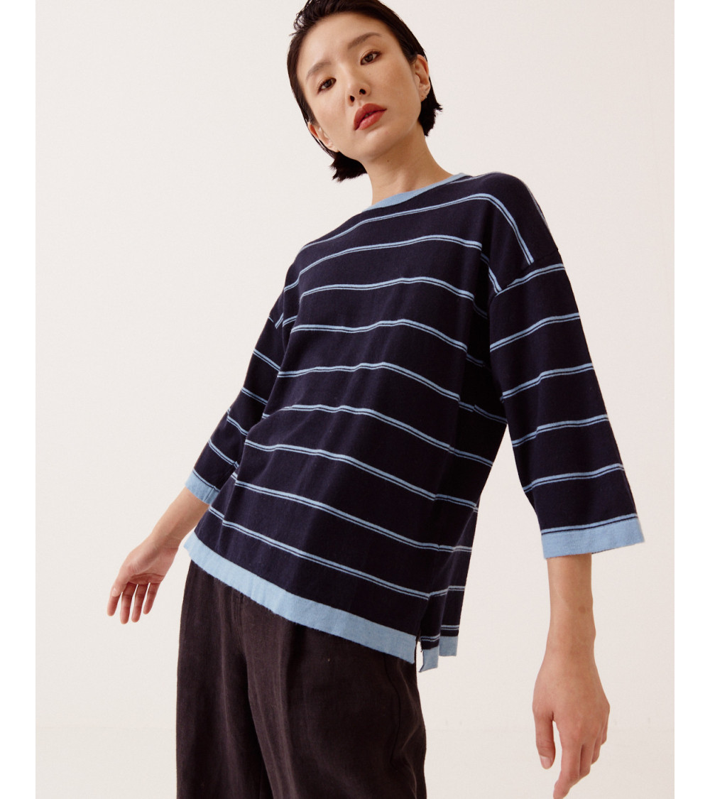 JERSEY OVERSIZE RAYAS CUELLO REDONDO MUJER | MULAYA