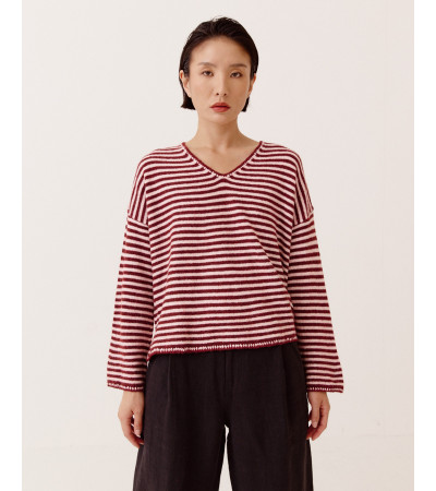 JERSEY DE RAYAS CON CUELLO DE PICO | MULAYA