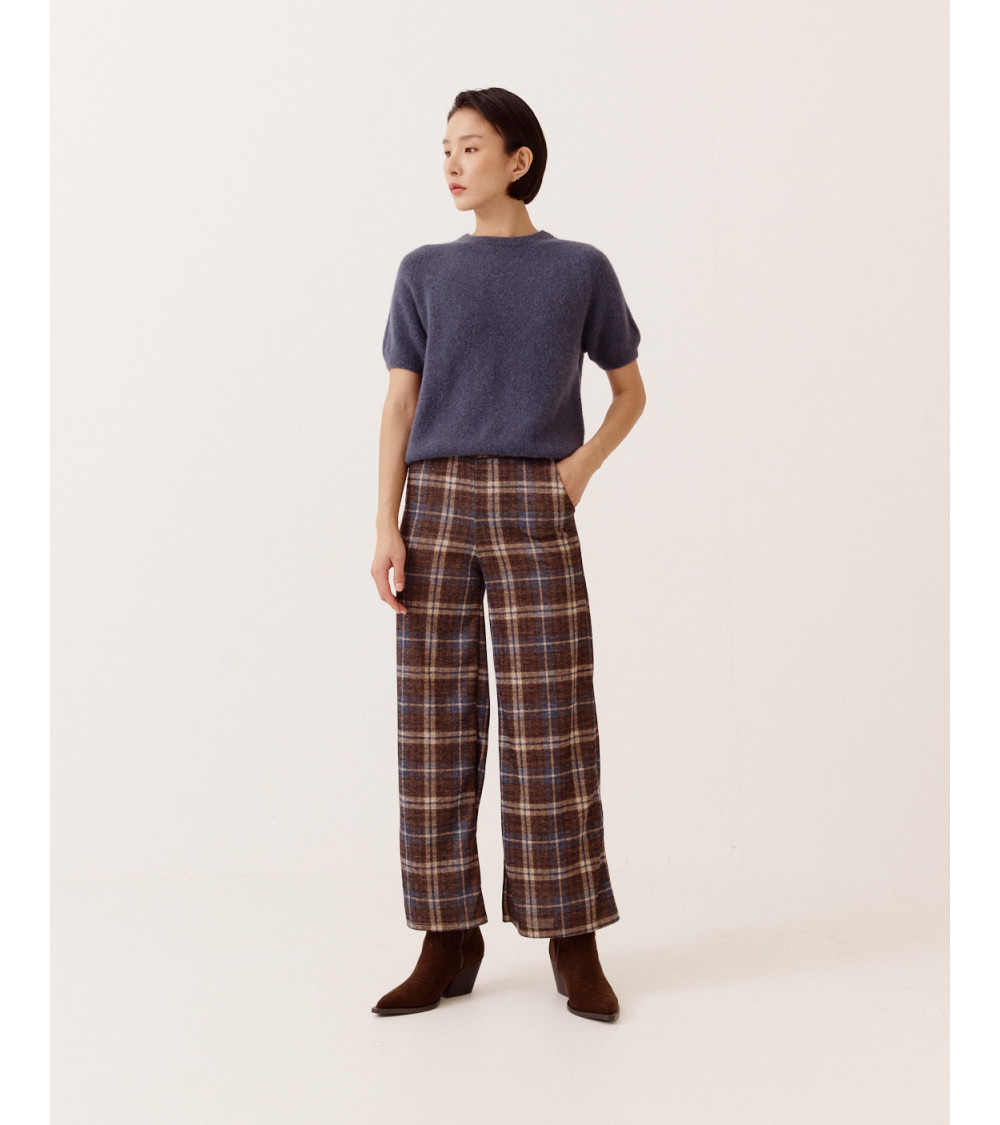PANTALÓN RECTO CUADROS ELÁSTICO PARA MUJER | MULAYA