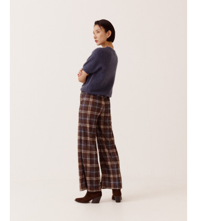 PANTALÓN RECTO CUADROS ELÁSTICO PARA MUJER | MULAYA