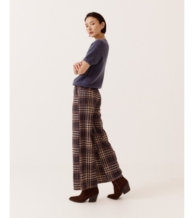 PANTALÓN RECTO CUADROS ELÁSTICO PARA MUJER | MULAYA
