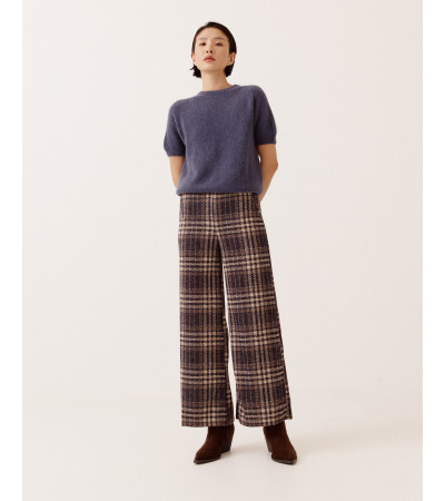 PANTALÓN RECTO CUADROS ELÁSTICO PARA MUJER | MULAYA