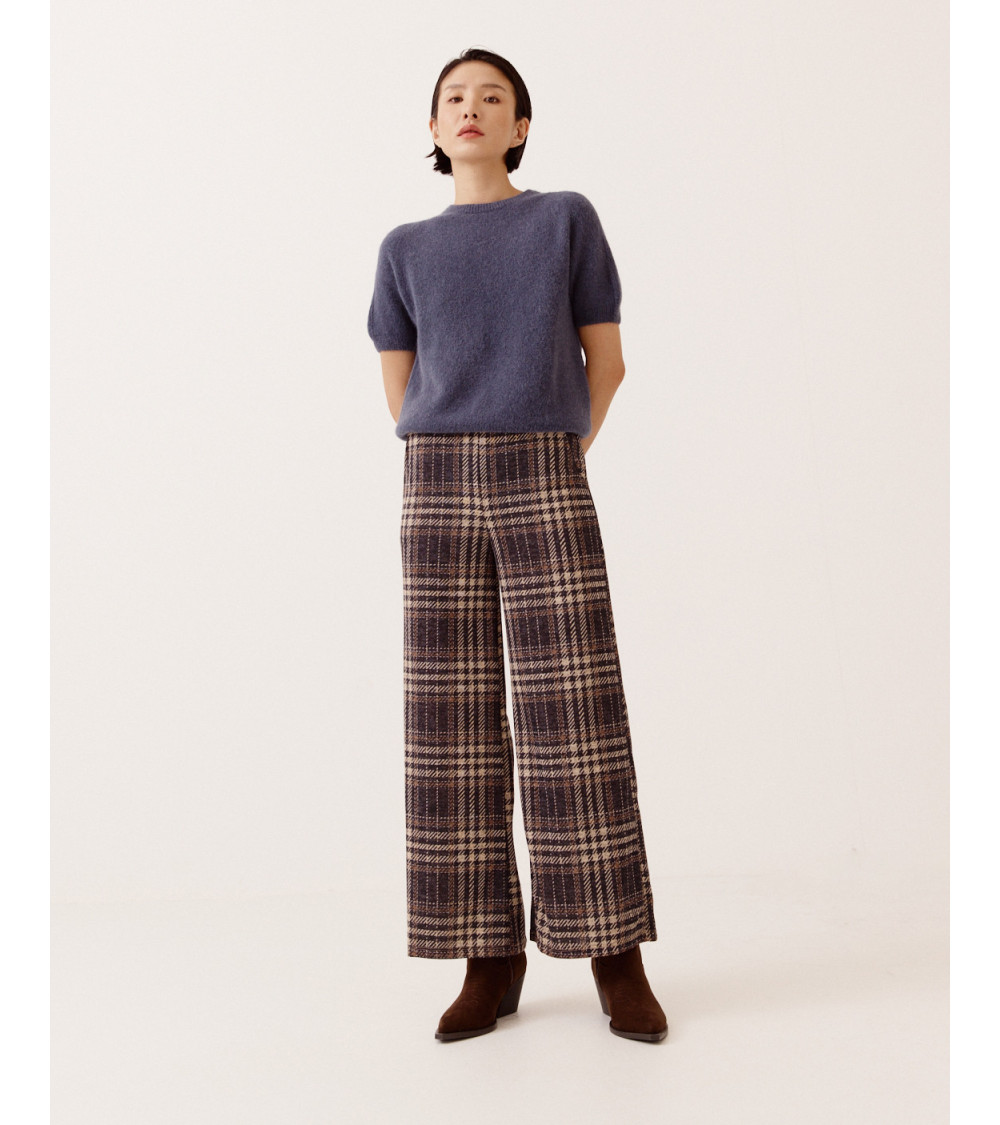 PANTALÓN RECTO CUADROS ELÁSTICO PARA MUJER | MULAYA