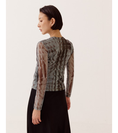 BLUSA TUL CUELLO V CRUZADA ESTAMPADA | MULAYA