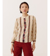 Blusa bordada de manga larga con cuello volante | MULAYA