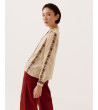 Blusa bordada de manga larga con cuello volante | MULAYA