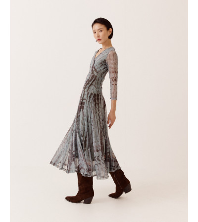 VESTIDO LARGO TUL ESCOTE CRUZADO ELEGANTE | MULAYA