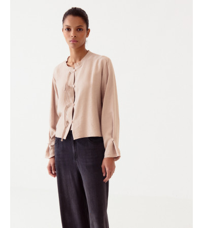 BLUSA MANGA LARGA ESTILO CHINO CUELLO REDONDO | MULAYA