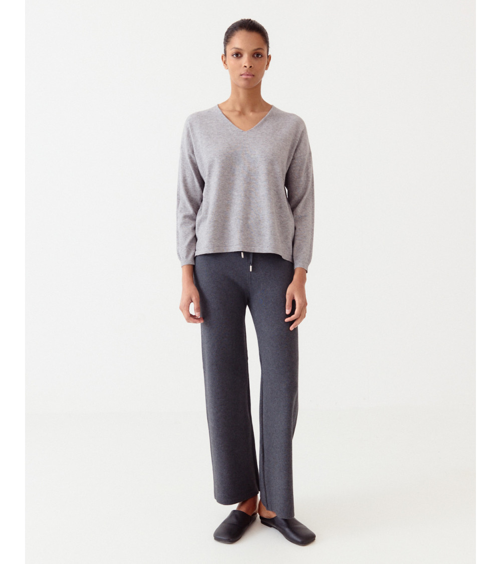 PANTALÓN WIDE LEG CINTURA CORDÓN DE PUNTO | MULAYA