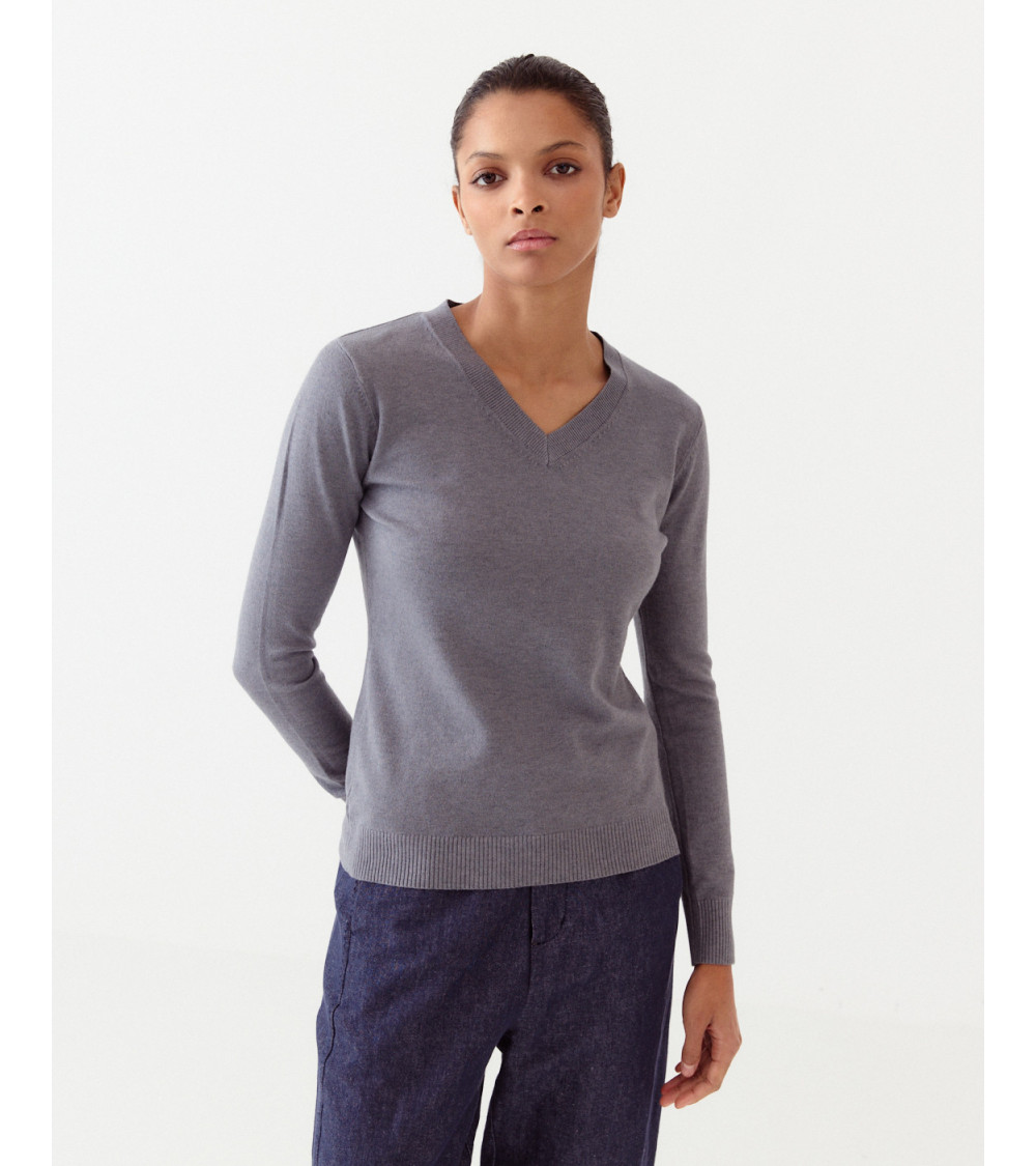 JERSEY PUNTO CUELLO PICO BÁSICO GRIS | MULAYA